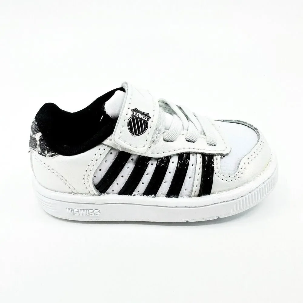 K-Swiss Court Palisades Strap White Metal Leopard Baby Size 4 Sneakers 27006 137